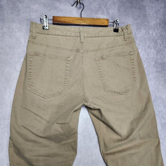Flag & Anthem Pants Mens 31x30 Brown Khaki Straight Leg Stretch Casual Chino - Picture 3 of 10